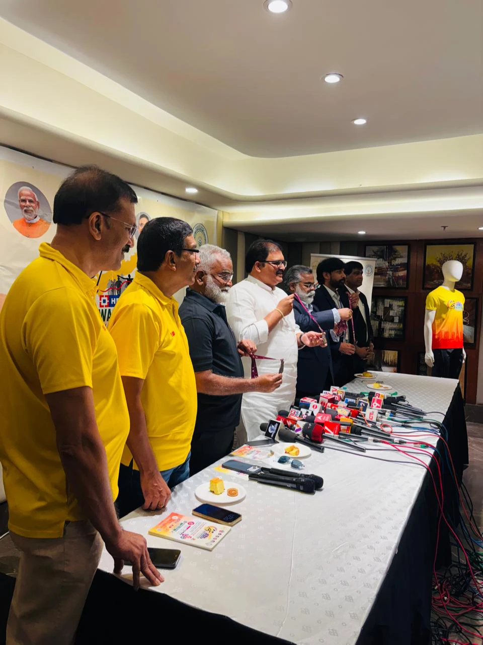 T-Shirt Launch, Sri Pattabi & AR Team with Media, Swachhathon 2026 by Amaravati Runners